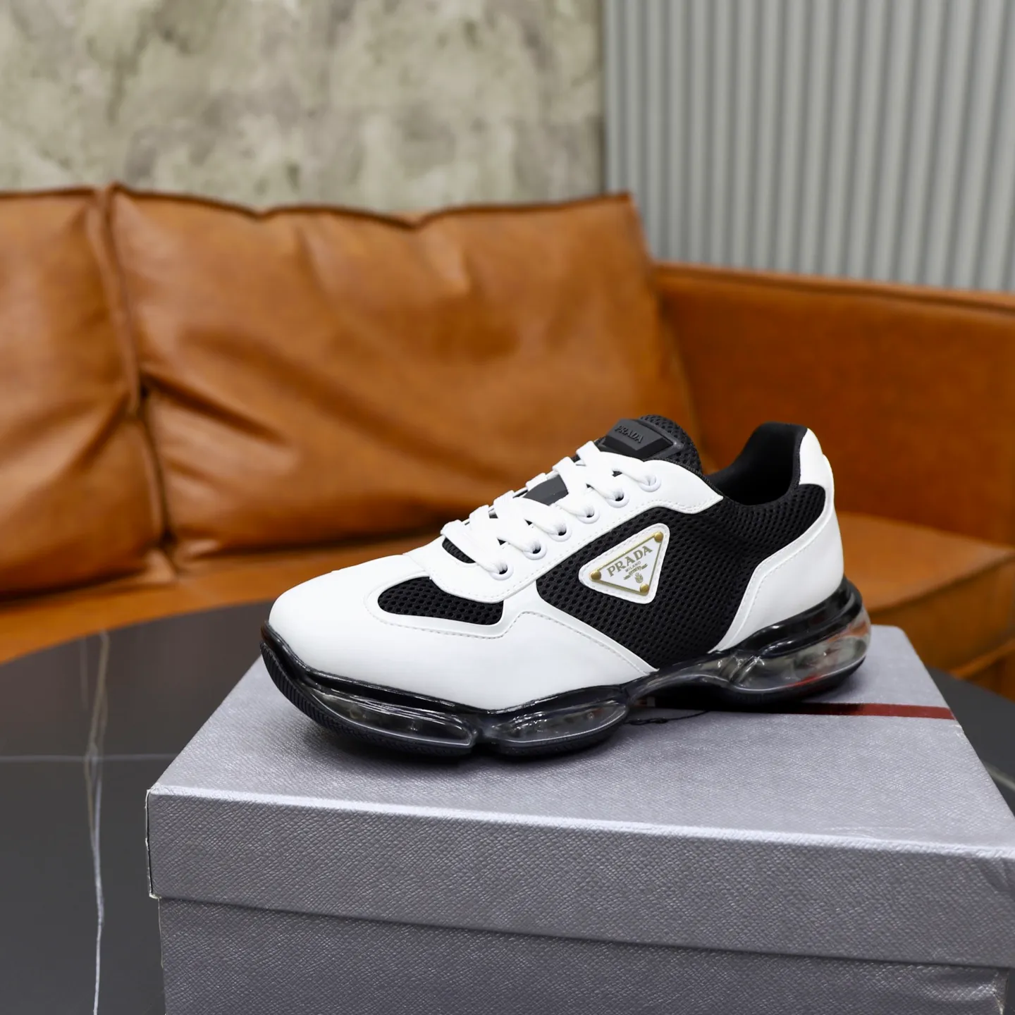 Men's shoes 💰660💰PRADA] Men's shoes are popular in the counter, high-quality shipments ✔️Official website synchronization, original imported cowhide with comfortable mesh surface + cowhide lining, 1⃣️:1⃣️reproduction, original factory air-cushioned original sole, 38-45